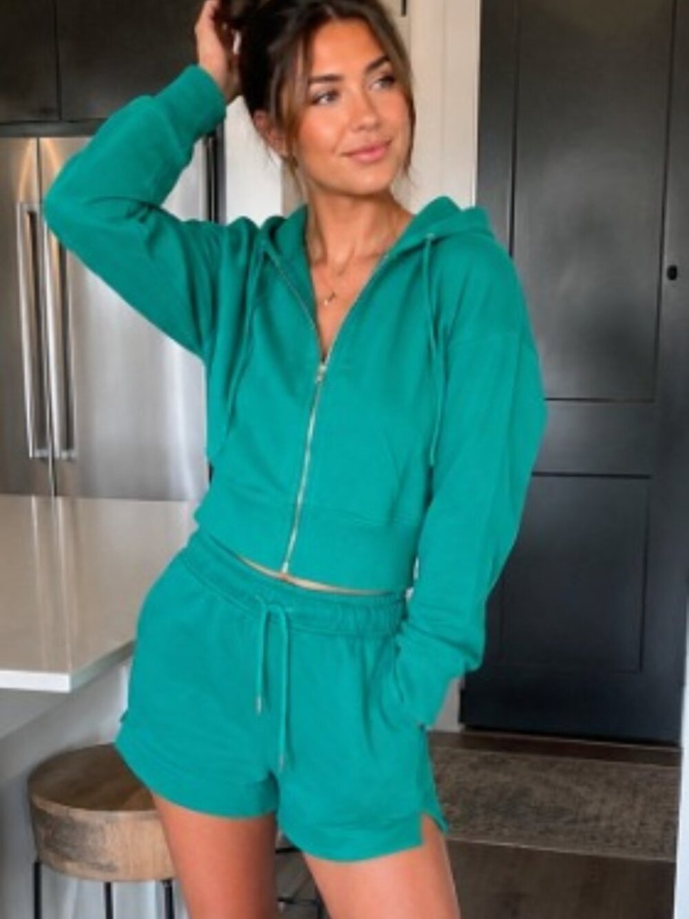 Universal Thread™ Women's Cropped Full-Zip Hoodie Sweatshirt & Shorts Set